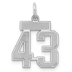 Sterling Silver/Rhodium-plated Satin Number 43 Charm
