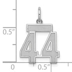 Sterling Silver Rhodium-plated Small Satin Number 44 Charm