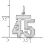 Sterling Silver Rhodium-plated Small Satin Number 45 Charm