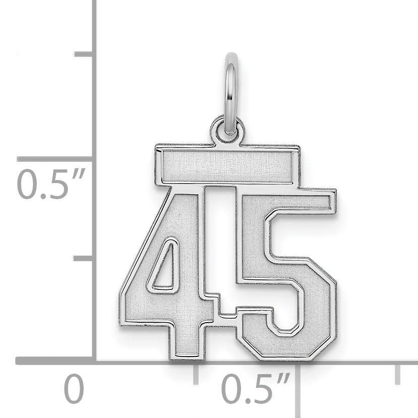 Sterling Silver Rhodium-plated Small Satin Number 45 Charm