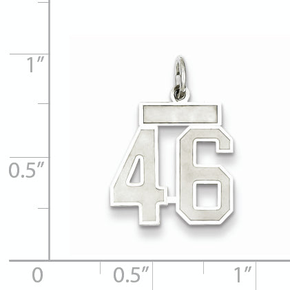 Sterling Silver Rhodium-plated Small Satin Number 46 Charm Secondary image
