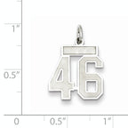 Sterling Silver Rhodium-plated Small Satin Number 46 Charm