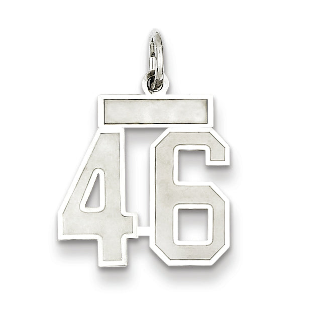 Sterling Silver/Rhodium-plated Satin Number 46 Charm