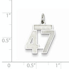 Sterling Silver Rhodium-plated Small Satin Number 47 Charm