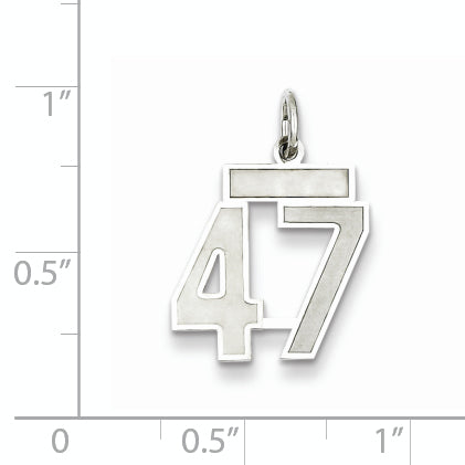 Sterling Silver Rhodium-plated Small Satin Number 47 Charm