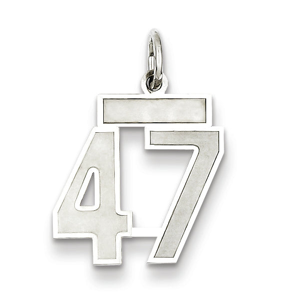Sterling Silver/Rhodium-plated Satin Number 47 Charm