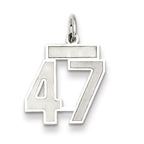 Sterling Silver/Rhodium-plated Satin Number 47 Charm