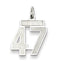 Sterling Silver/Rhodium-plated Satin Number 47 Charm