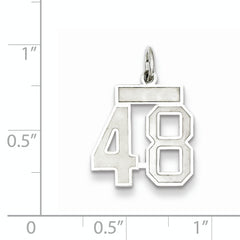 Sterling Silver Rhodium-plated Small Satin Number 48 Charm