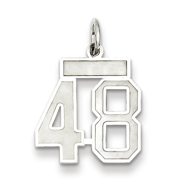 Sterling Silver/Rhodium-plated Satin Number 48 Charm