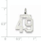 Sterling Silver Rhodium-plated Small Satin Number 49 Charm
