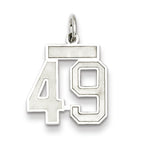 Sterling Silver/Rhodium-plated Satin Number 49 Charm
