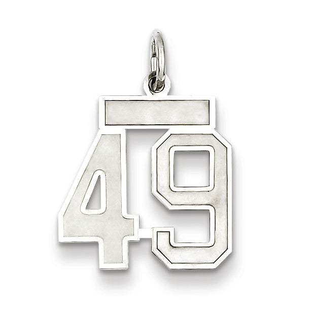 Sterling Silver/Rhodium-plated Satin Number 49 Charm