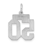 Sterling Silver Rhodium-plated Small Satin Number 50 Charm