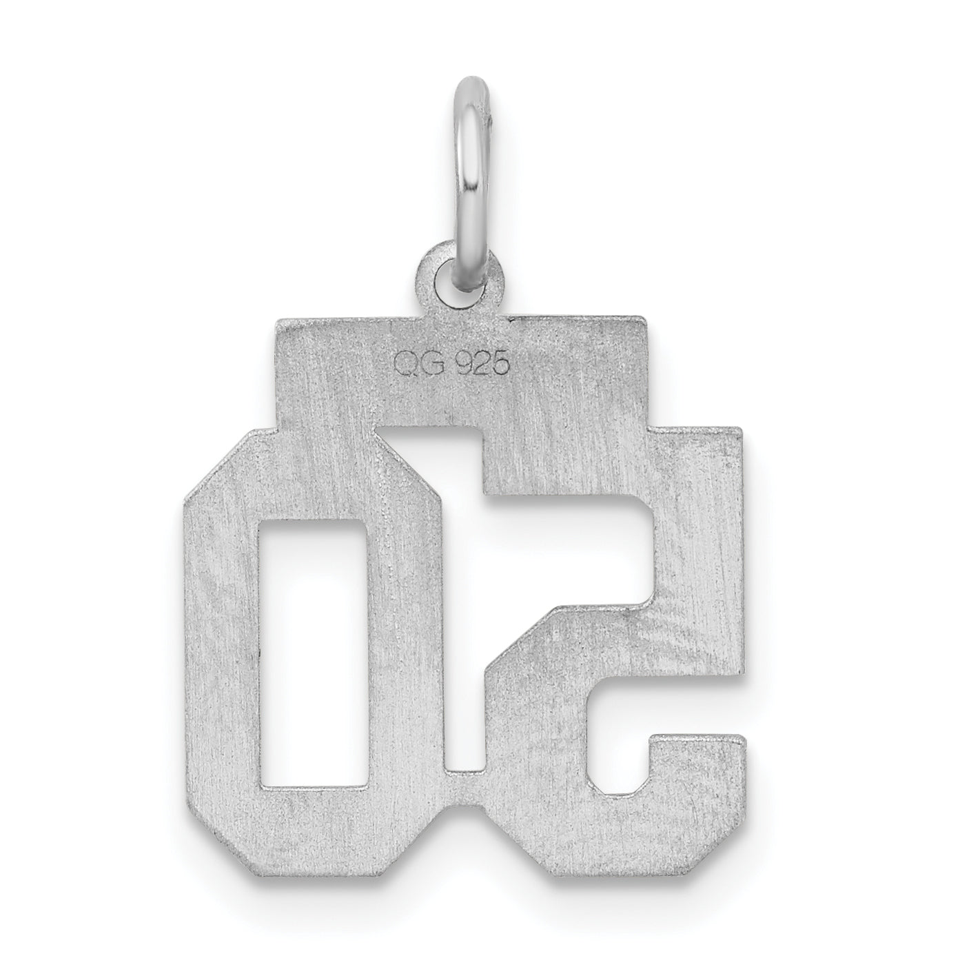 Sterling Silver Rhodium-plated Small Satin Number 50 Charm