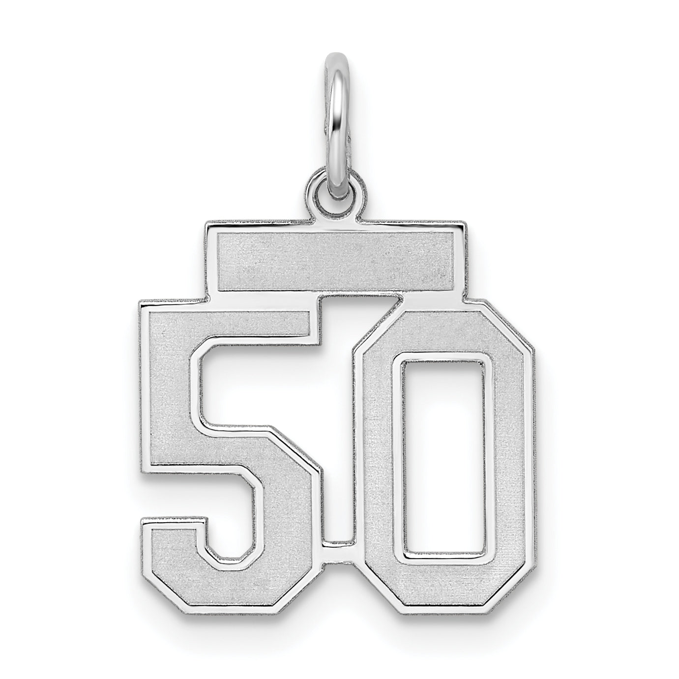 Sterling Silver/Rhodium-plated Satin Number 50 Charm Main image