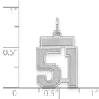 Sterling Silver/Rhodium-plated Satin Number 51 Charm