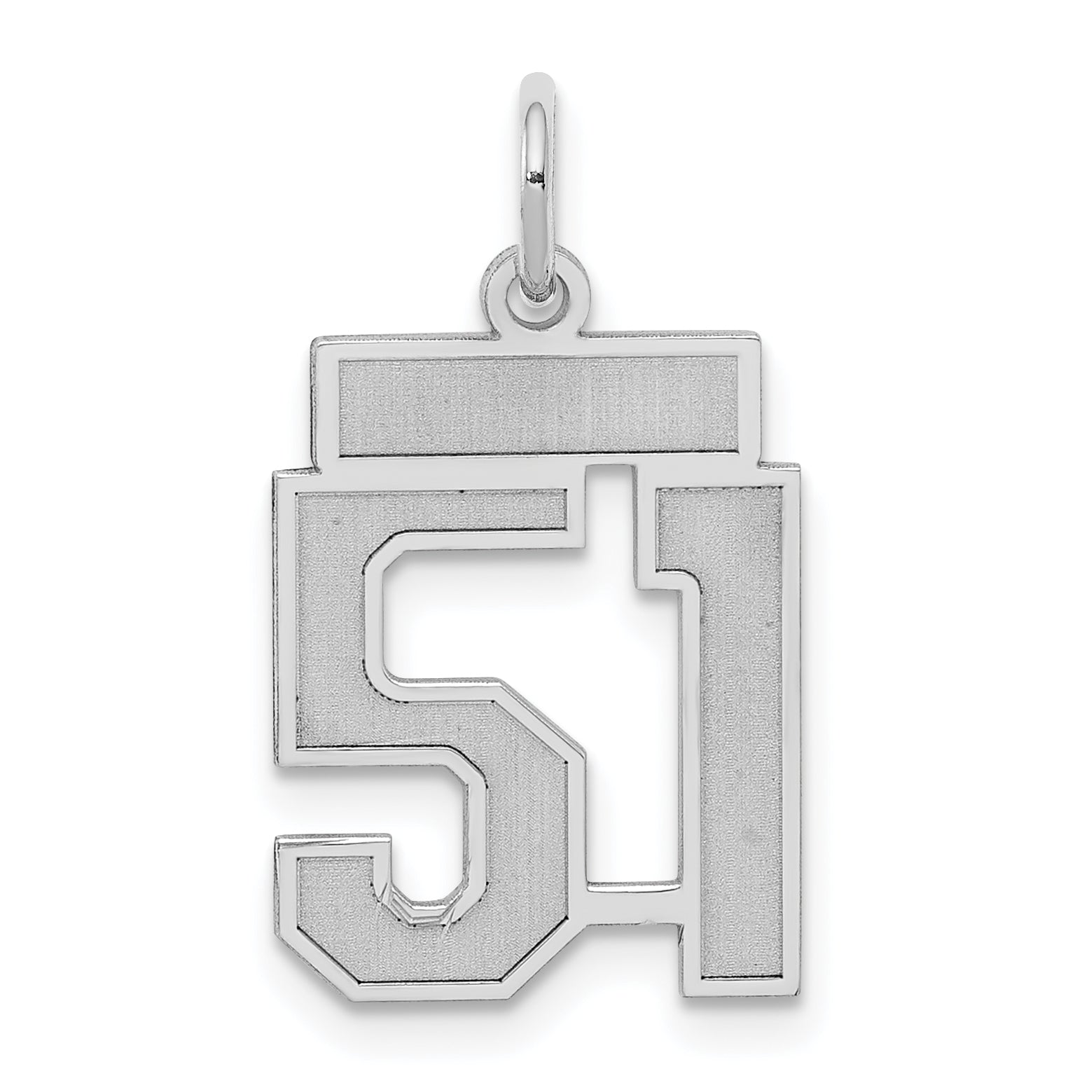 Sterling Silver/Rhodium-plated Satin Number 51 Charm Main image