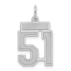 Sterling Silver/Rhodium-plated Satin Number 51 Charm