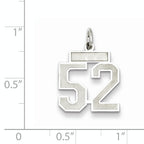 Sterling Silver Rhodium-plated Small Satin Number 52 Charm