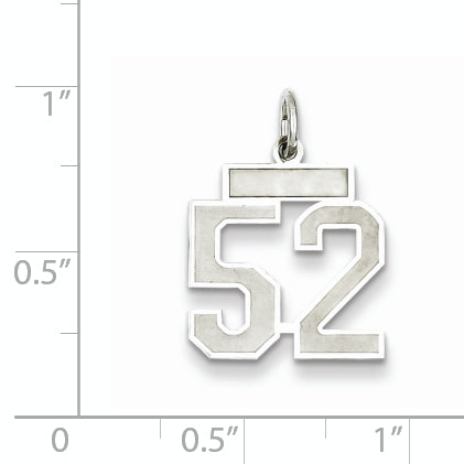 Sterling Silver Rhodium-plated Small Satin Number 52 Charm