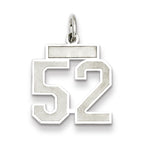 Sterling Silver/Rhodium-plated Satin Number 52 Charm