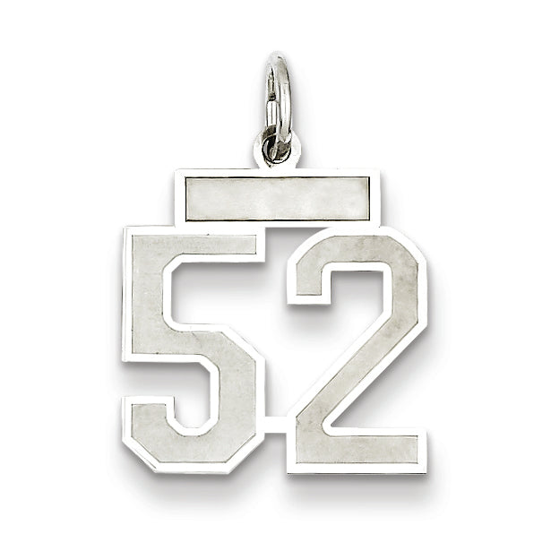 Sterling Silver/Rhodium-plated Satin Number 52 Charm