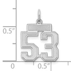 Sterling Silver Rhodium-plated Small Satin Number 53 Charm