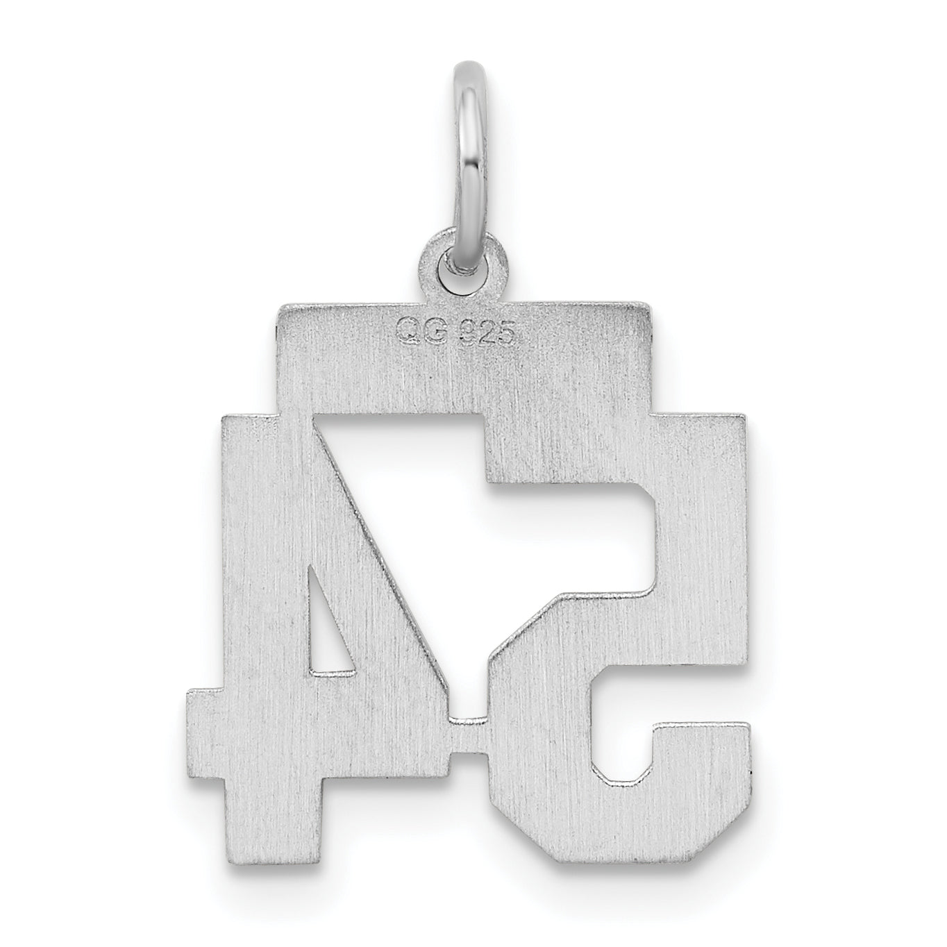 Sterling Silver Rhodium-plated Small Satin Number 54 Charm