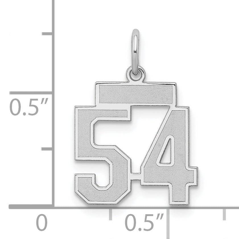 Sterling Silver Rhodium-plated Small Satin Number 54 Charm