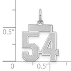 Sterling Silver Rhodium-plated Small Satin Number 54 Charm