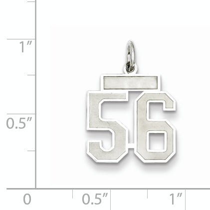 Sterling Silver Rhodium-plated Small Satin Number 56 Charm