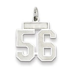 Sterling Silver/Rhodium-plated Satin Number 56 Charm