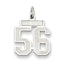 Sterling Silver/Rhodium-plated Satin Number 56 Charm