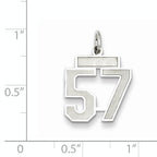 Sterling Silver Rhodium-plated Small Satin Number 57 Charm