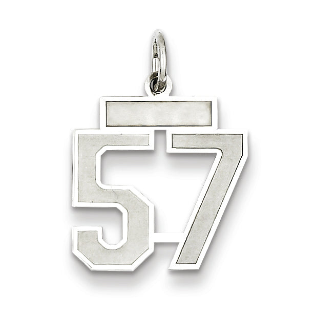 Sterling Silver/Rhodium-plated Satin Number 57 Charm Main image