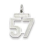 Sterling Silver/Rhodium-plated Satin Number 57 Charm