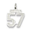 Sterling Silver/Rhodium-plated Satin Number 57 Charm