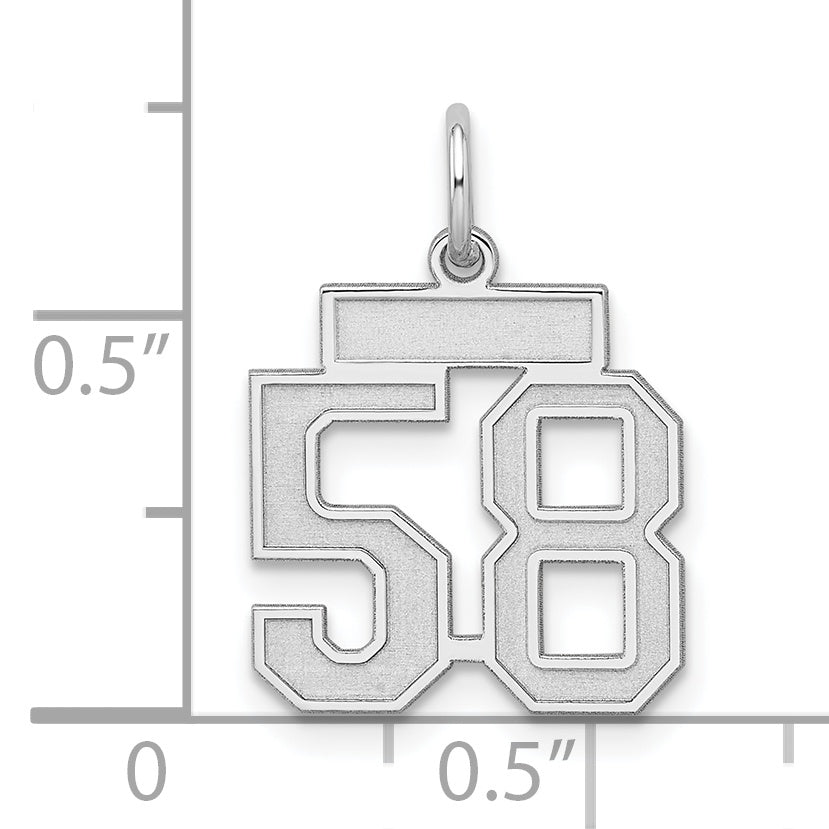 Sterling Silver Rhodium-plated Small Satin Number 58 Charm