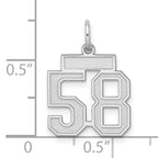 Sterling Silver Rhodium-plated Small Satin Number 58 Charm