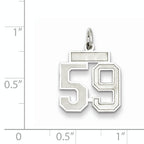 Sterling Silver Rhodium-plated Small Satin Number 59 Charm