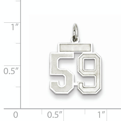 Sterling Silver Rhodium-plated Small Satin Number 59 Charm