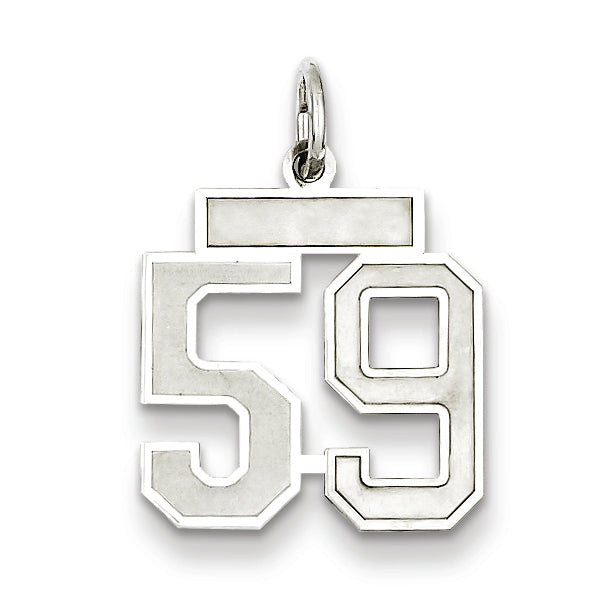 Sterling Silver/Rhodium-plated Satin Number 59 Charm