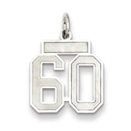Sterling Silver/Rhodium-plated Satin Number 60 Charm