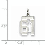 Sterling Silver Rhodium-plated Small Satin Number 61 Charm