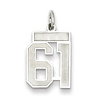 Sterling Silver/Rhodium-plated Satin Number 61 Charm