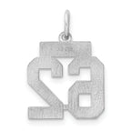 Sterling Silver Rhodium-plated Small Satin Number 62 Charm