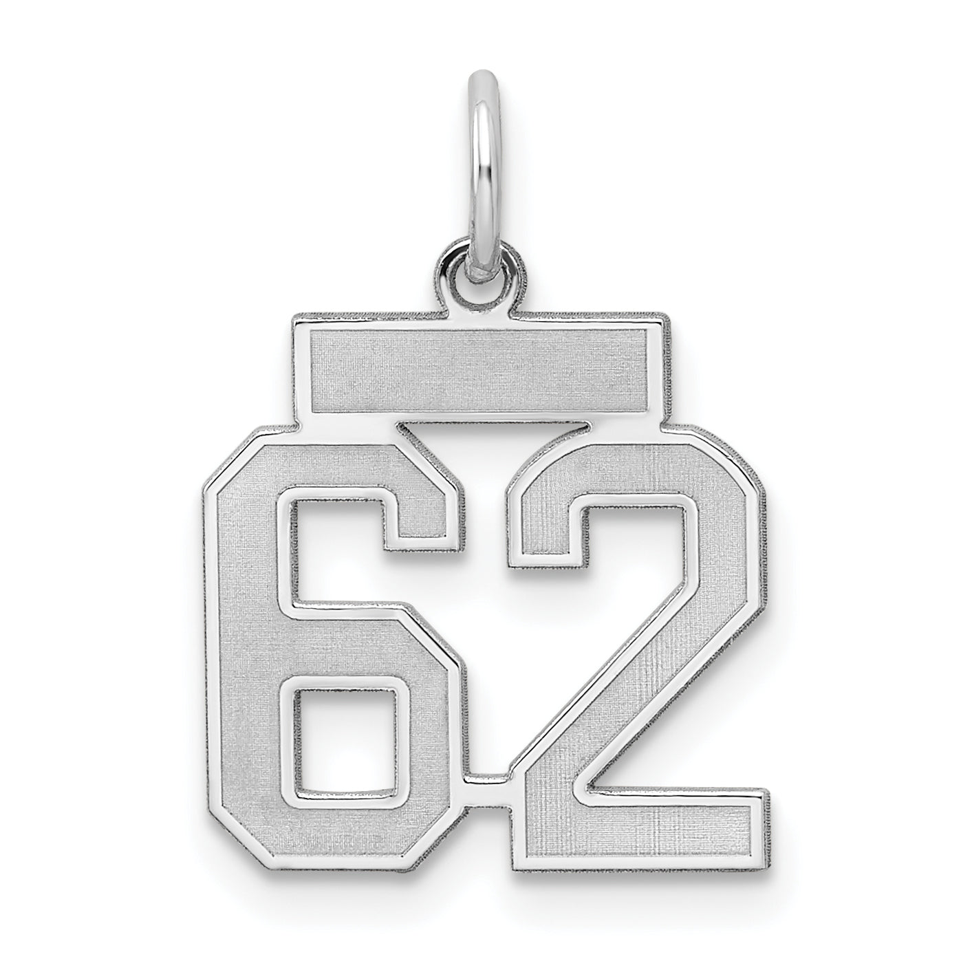 Sterling Silver/Rhodium-plated Satin Number 62 Charm Main image