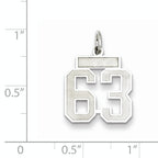 Sterling Silver Rhodium-plated Small Satin Number 63 Charm
