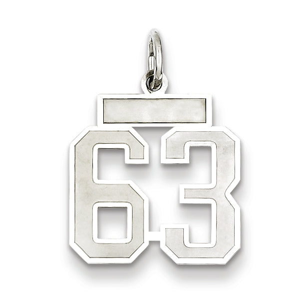 Sterling Silver/Rhodium-plated Satin Number 63 Charm